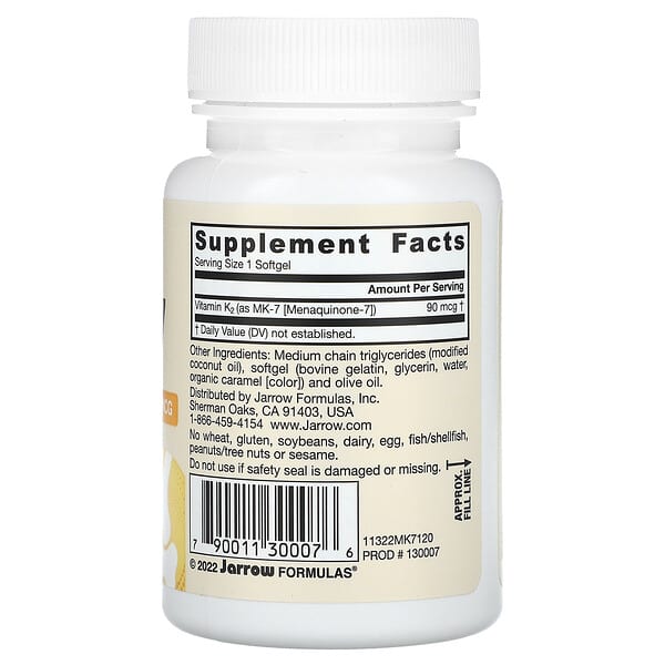 Alternative view of Jarrow Formulas, MK-7, 90 mcg, 120 Softgels