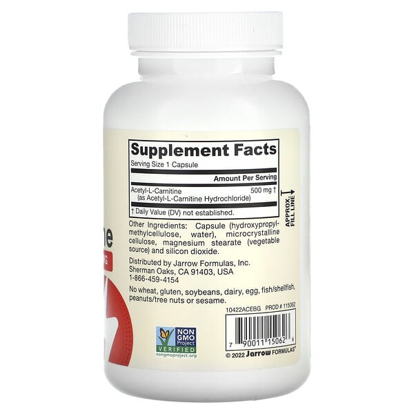 Alternative view of Jarrow Formulas, Vegan Acetyl L-Carnitine, 500 mg, 120 Veggie Capsules