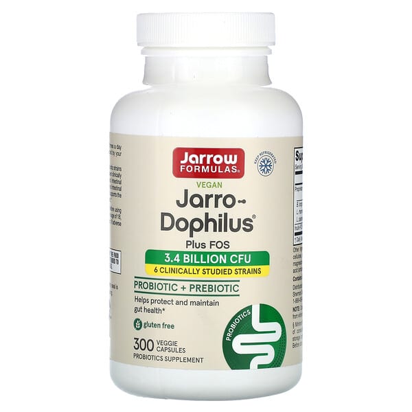 Jarrow Formulas, Vegan Jarro-Dophilus® Plus FOS, 300 Veggie Capsules