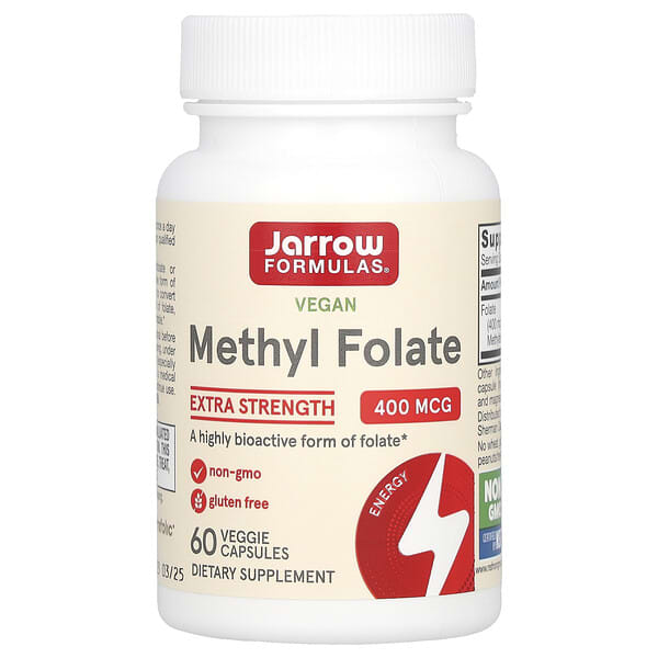 Jarrow Formulas, Vegan Methyl Folate, 400 mcg, 60 Veggie Capsules