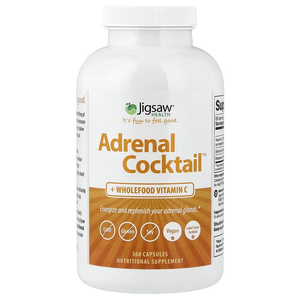 Jigsaw Health, Adrenal Cocktail™ + Wholefood Vitamin C, 360 Capsules