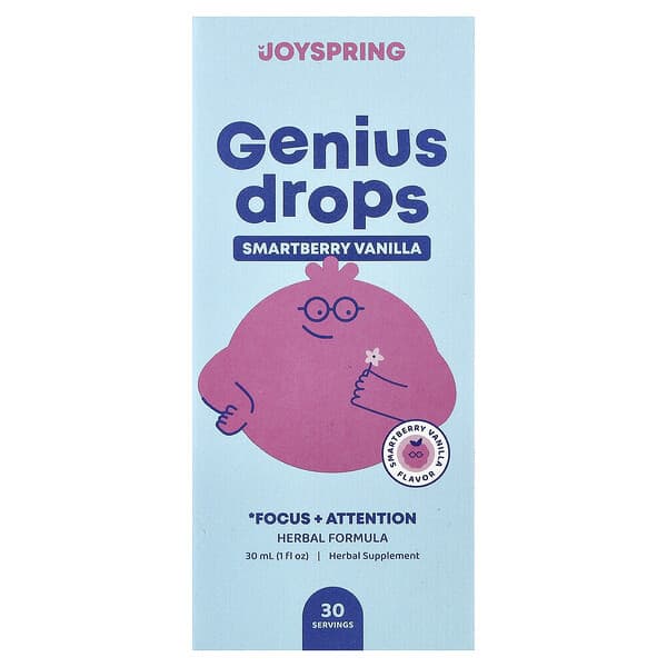 JoySpring, Genius Drops, Focus + Attention, Smartberry Vanilla, 1 fl oz (30 ml)