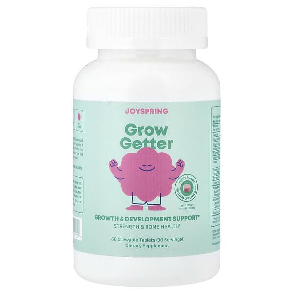 JoySpring, Grow Getter, 4+ Years, Fruit Punch, 60 Chewable Tablets