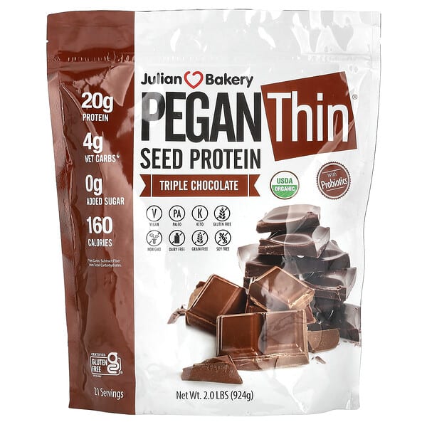 Julian Bakery, Pegan Thin, Seed Protein, Triple Chocolate, 2 lbs (924 g)