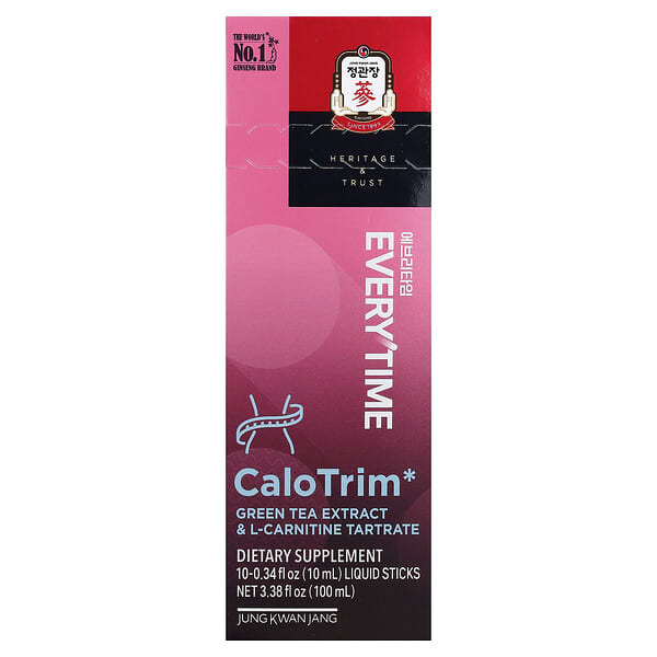 JungKwanJang, Everytime CaloTrim, Green Tea Extract & L-Carnitine Tartrate, 10 Liquid Sticks, 0.34 fl oz (10 ml) Each