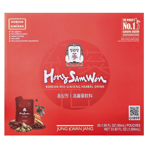 JungKwanJang, Korean Red Ginseng Herbal Drink, 20 Pouches, 1.69 fl oz (50 ml) Each