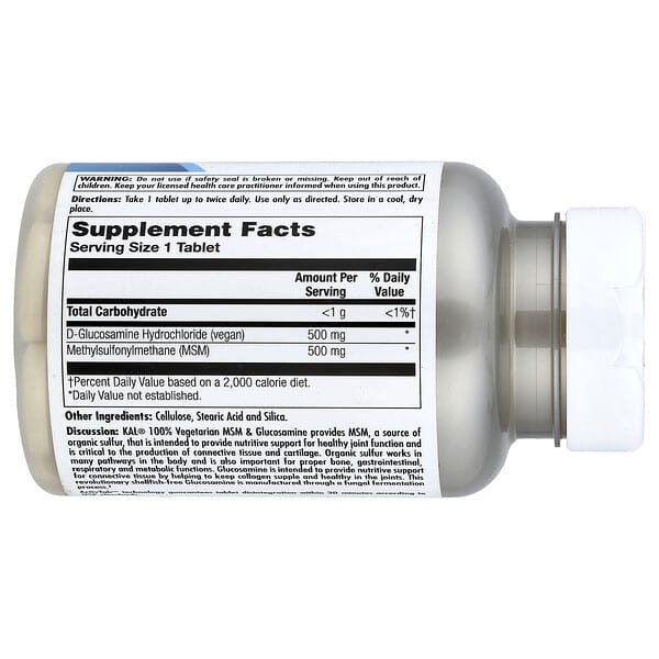 Alternative view of KAL, 100% Vegetarian MSM & Glucosamine, 60 Tablets