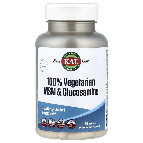 KAL, 100% Vegetarian MSM & Glucosamine, 60 Tablets