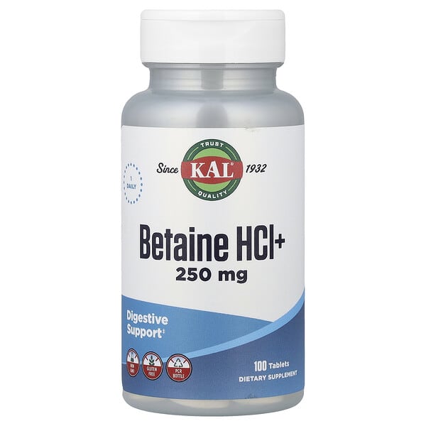 KAL, Betaine HCl+, 100 Tablets