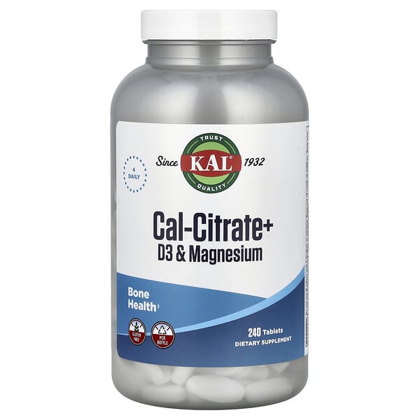 KAL, Cal-Citrate+, D3 & Magnesium, 240 Tablets