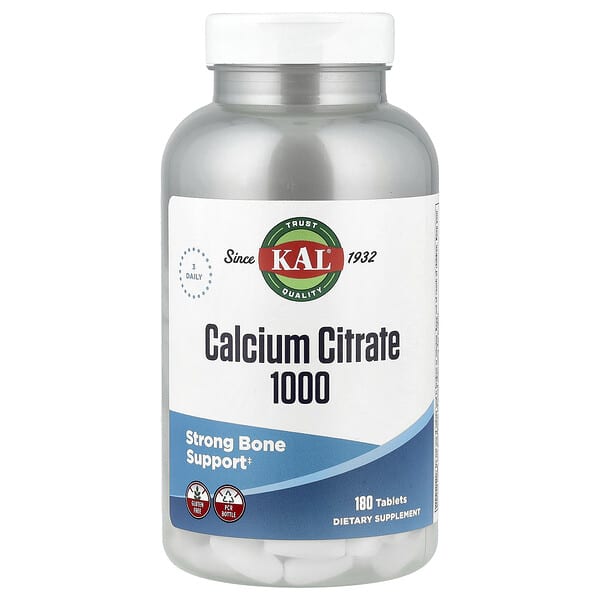 KAL, Calcium Citrate 1000, 180 Tablets (333 mg per Tablet)