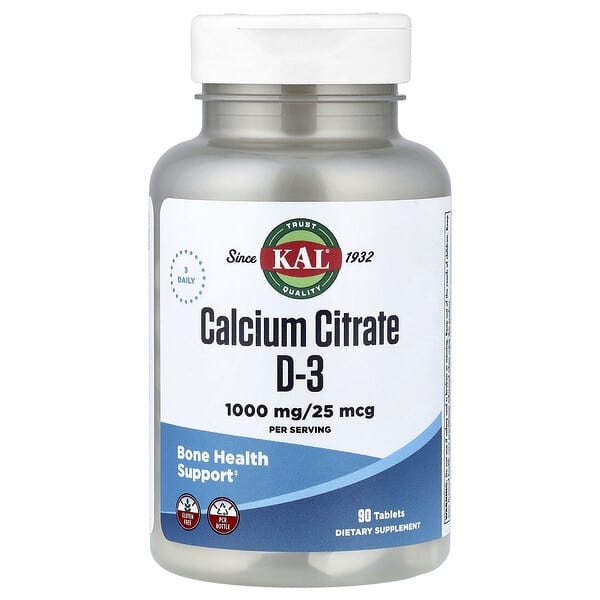 KAL, Calcium Citrate D-3, 90 Tablets 3 KAL, Calcium Citrate D-3, 90 Tablets