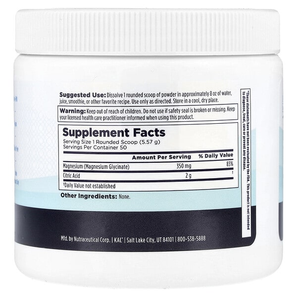 Alternative view of KAL, Calming Magnesium Glycinate Powder, Unflavored, 9.84 oz (279 g)