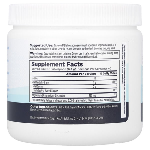 Alternative view of KAL, Calming Magnesium Powder, Blueberry, 9 oz (256 g)