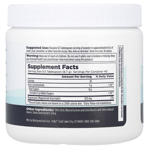 Alternative view of KAL, Calming Magnesium Powder, Lemon Lime, 9.5 oz (270 g)