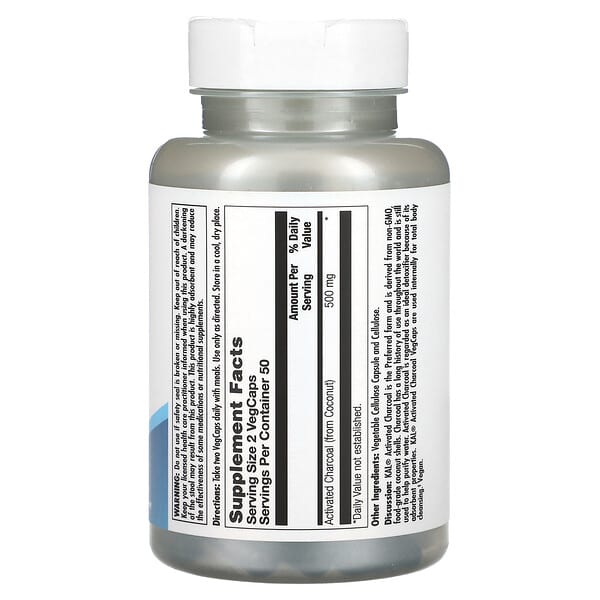 Alternative view of KAL, Charcoal Activated, 100 VegCaps (250 mg per VegCap)