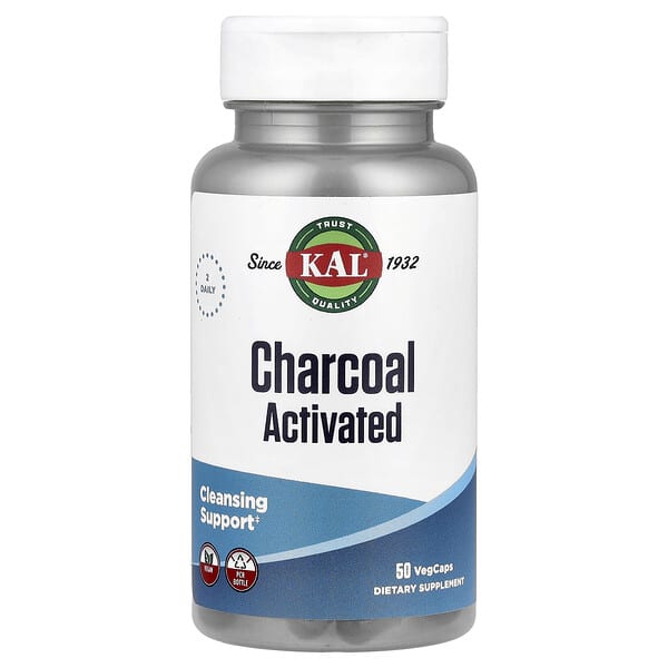 KAL, Charcoal Activated, 50 VegCaps (250 mg per VegCap)