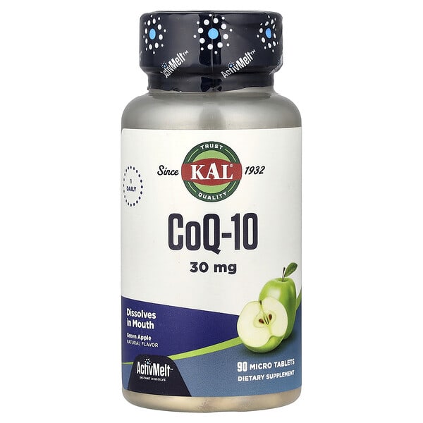 KAL, CoQ-10, Green Apple, 30 mg, 90 Micro Tablets