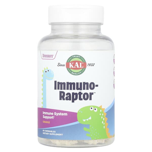 KAL, Dinosaurs®, Immuno-Raptor™, Orange, 60 Chewables 4 KAL, Dinosaurs®, Immuno-Raptor™, Orange, 60 Chewables