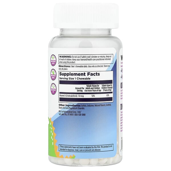 Alternative view of KAL, Dinosaurs®, Vitamin D-Rex™, Bubble Gum, 90 Chewables (10 mcg  per Chewable)