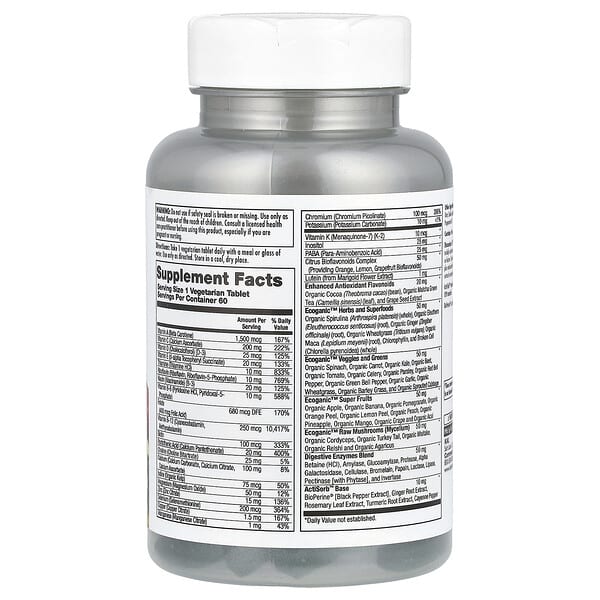 Alternative view of KAL, Enhanced Energy®, Whole Food Multivitamin, Iron Free, 60 VegTab