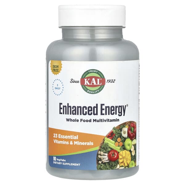 KAL, Enhanced Energy®, Whole Food Multivitamin, Iron Free, 90 VegTabs