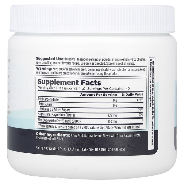 Alternative view of KAL, GUT Magnesium Powder, Lemon, 4.8 oz (138 g)