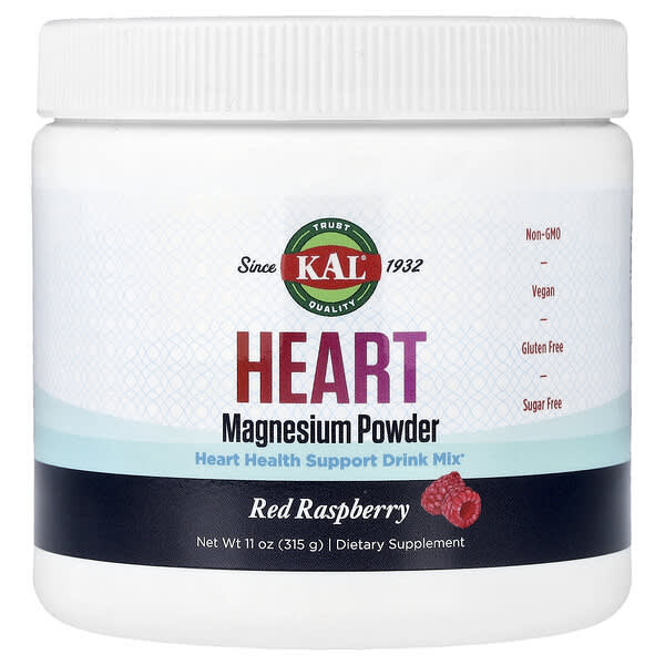 KAL, Heart Magnesium Powder, Red Raspberry, 11 oz (315 g)