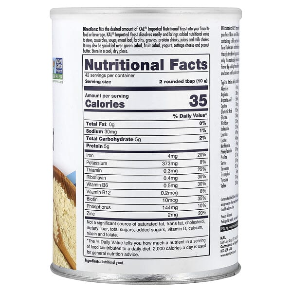 Alternative view of KAL, Imported Nutritional Yeast Flakes, 14.8 oz (420 g)
