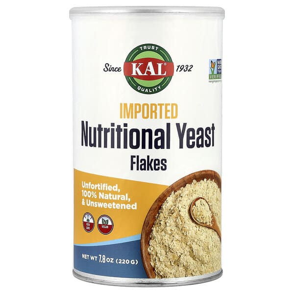 KAL, Imported Nutritional Yeast Flakes, Unsweetened, 7.8 oz (220 g) 4 KAL, Imported Nutritional Yeast Flakes, Unsweetened, 7.8 oz (220 g)