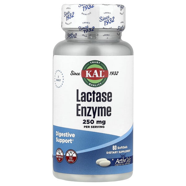 KAL, Lactase Enzyme, 60 Softgels (125 mg per Softgel)