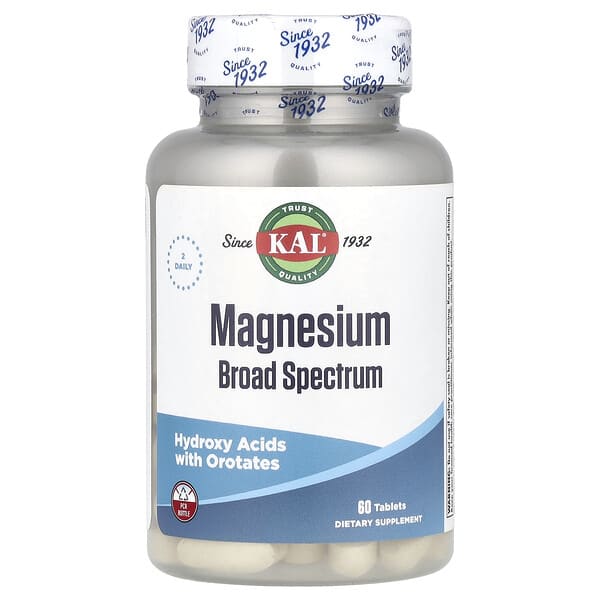 KAL, Magnesium Broad Spectrum, 60 Tablets (200 mg per Tablet)