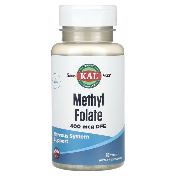 KAL, Methyl Folate, 400 mcg DFE, 90 Tablets 5 KAL, Methyl Folate, 400 mcg DFE, 90 Tablets