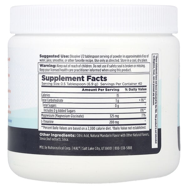 Alternative view of KAL, Mood Magnesium Glycinate Powder, Mandarian, 9.8 oz (278 g)