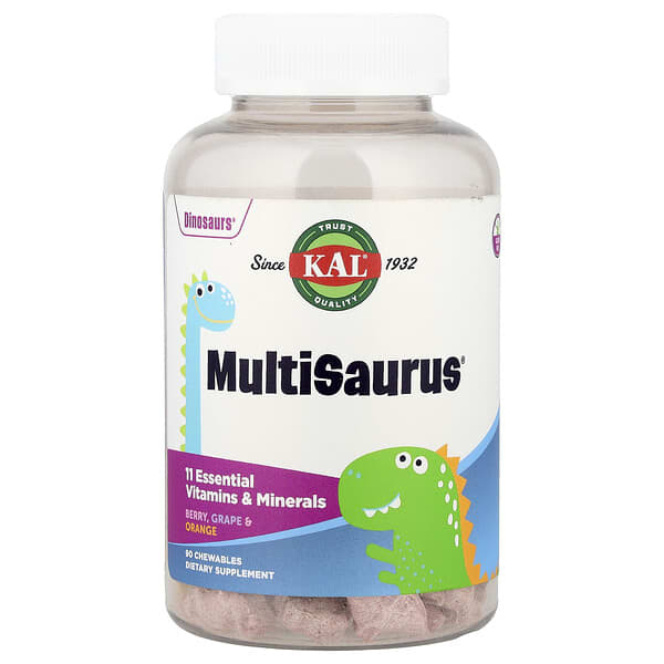 KAL, MultiSaurus®, Berry, Grape & Orange, 90 Chewables