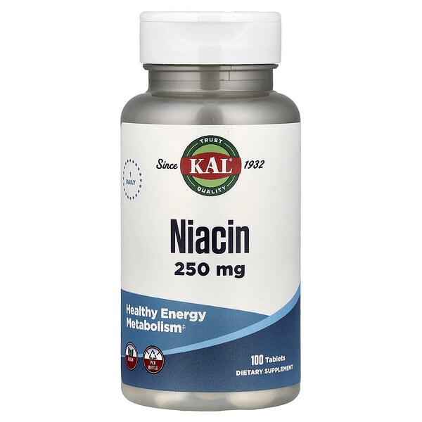 KAL, Niacin, 250 mg, 100 Tablets 5 KAL, Niacin, 250 mg, 100 Tablets