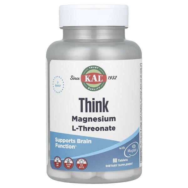 KAL, Think, Magnesium L-Threonate, 60 Tablets (72 mg per Tablet)