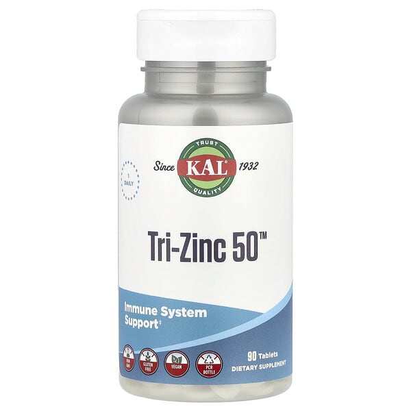 KAL, Tri-Zinc 50™, 90 Tablets (50 mg per Tablet)