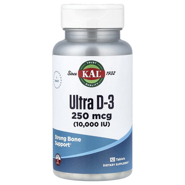 KAL, Ultra D-3, 250 mcg (10,000 IU), 120 Tablets