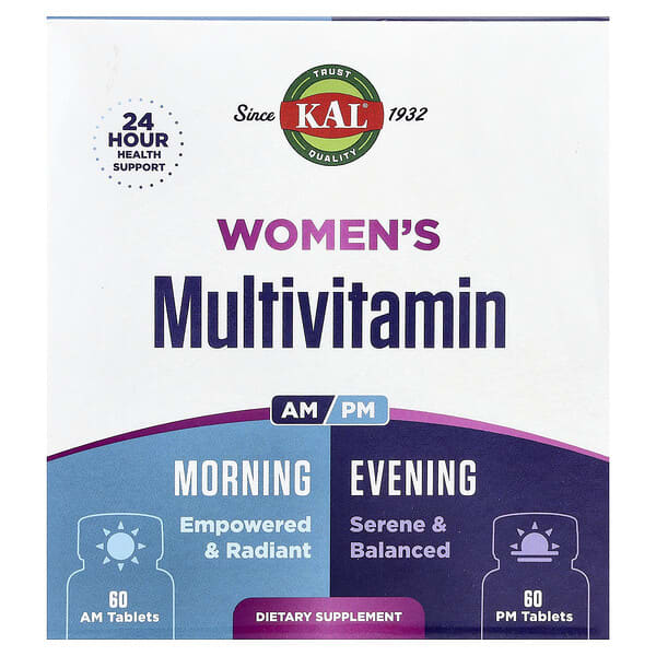 KAL, Women's Multivitamin, Morning & Evening, 2 Pack, 60 Tablets Each