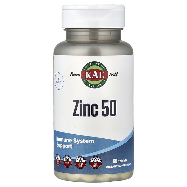KAL, Zinc 50, 60 Tablets