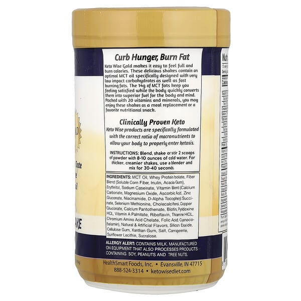 Alternative view of Keto Wise, Gold, Meal Replacement Shake, French Vanilla, 16.1 oz (456 g)