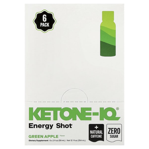 Ketone-IQ, Energy Shot, Green Apple, 6 Bottles, 2 fl oz (59 ml) Each