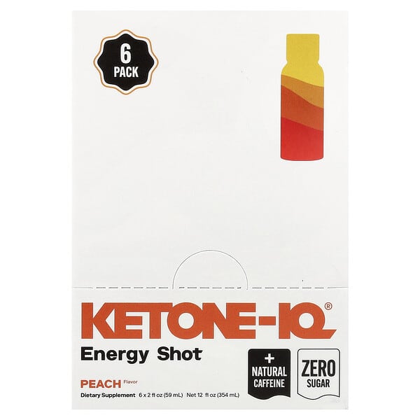 Ketone-IQ, Energy Shot, Peach, 6 Bottles, 2 fl oz (59 ml) Each