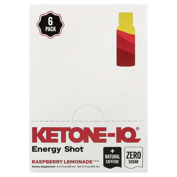 Ketone-IQ, Energy Shot, Raspberry Lemonade, 6 Bottles, 2 fl oz (59 ml) Each