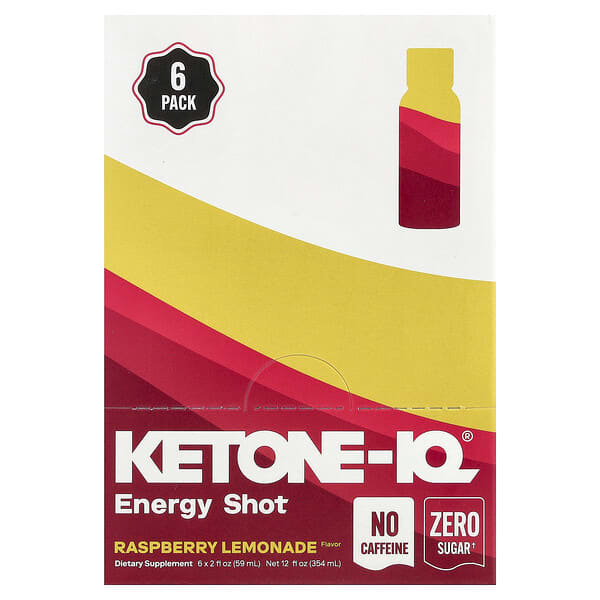 Ketone-IQ, Energy Shot, Raspberry Lemonade, Caffeine Free, 6 Bottles, 2 fl oz (59 ml) Each