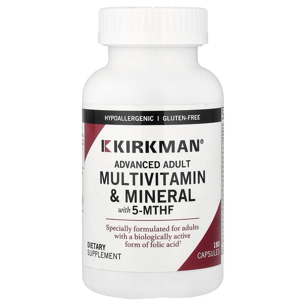 Kirkman Labs, Advanced Adult Multivitamin & Minerals with 5-MTHF, 180 Capsules