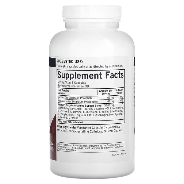 Alternative view of Kirkman Labs, Amino Support with Free Form Essential Amino Acids & AKG, 304 Capsules