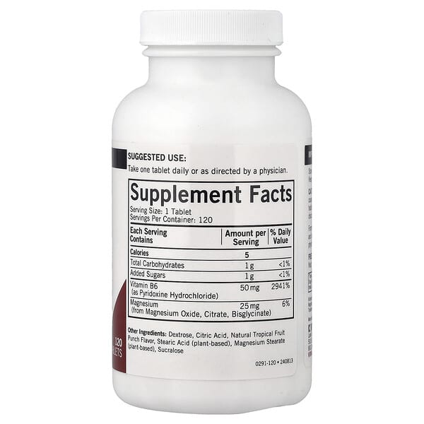 Alternative view of Kirkman Labs, Chewable Vitamin B6 with Magnesium, Natural Tropical Fruit Punch, 120 Tablets