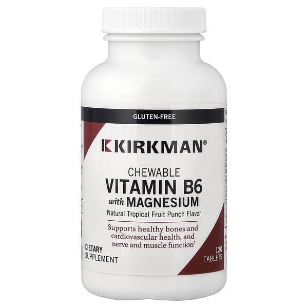 Kirkman Labs, Chewable Vitamin B6 with Magnesium, Natural Tropical Fruit Punch, 120 Tablets
